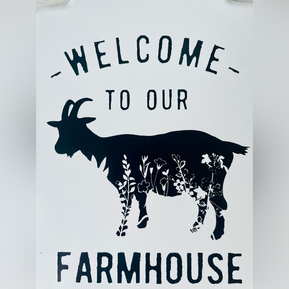 *Welcome to Our Farmhouse Metal Hanging Goat Sign - Picture 11 of 14